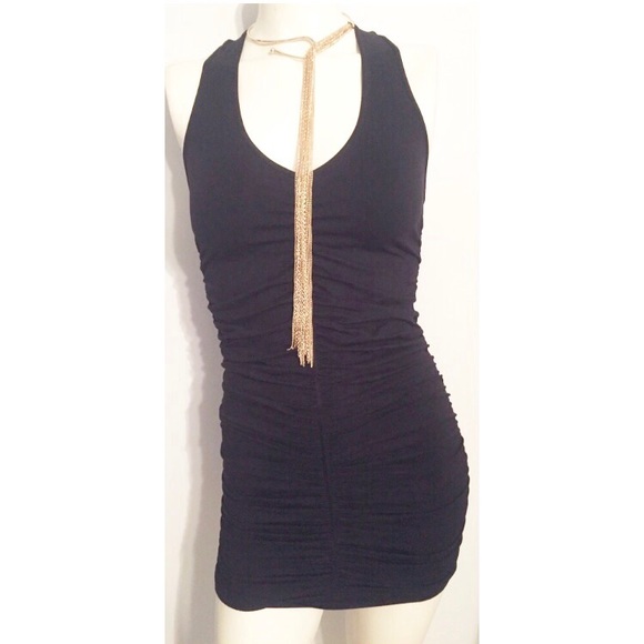 Lk New BEBE Black Ruched Bodycon Dress P/S - Picture 6 of 6